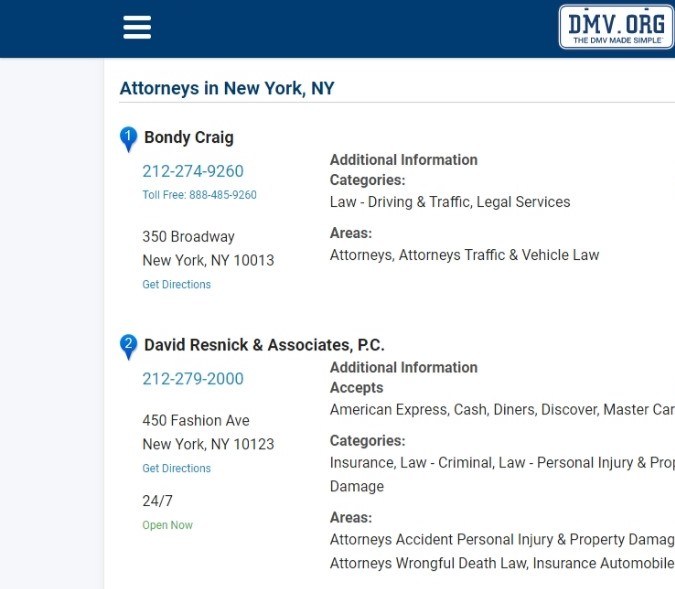 página oficial del DMV para rastrear abogados de lesiones personales