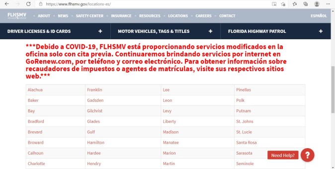 cita para renovar la licencia de conducir en Florida