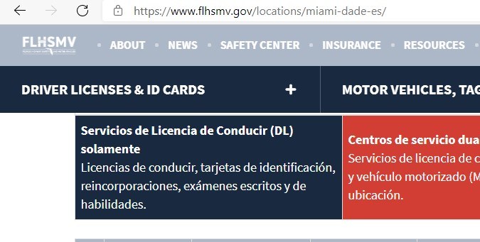 cita para renovar la licencia de conducir en Florida