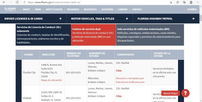 cita para renovar la licencia de conducir en Florida
