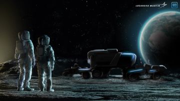 Ilustración del vehículo lunar proyectado por GM y Lockheed Martin