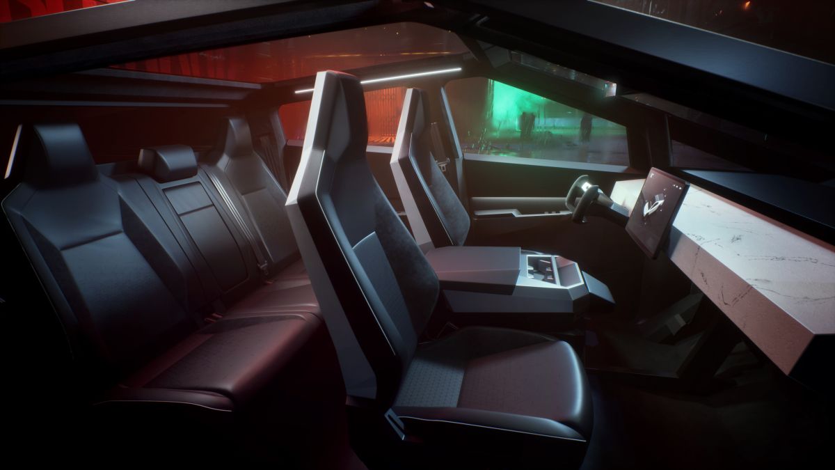 Foto del interior de la Cybertruck de Tesla