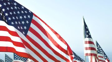 Foto de varias banderas de Estados Unidos durante el Memorial Day