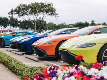 Foto de varios autos de colores estacionados en fila