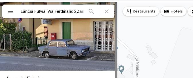 Lancia Fulvia en Google Maps