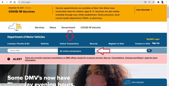 sitio oficial del DMV de NY