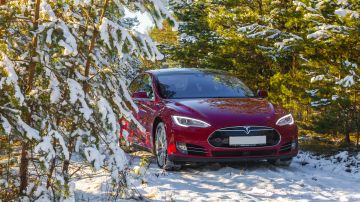 Tesla sobre la nieve.