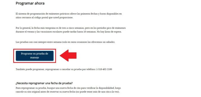 cita para prueba de manejo ny