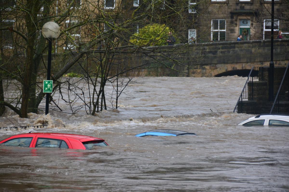 Autos inundados.