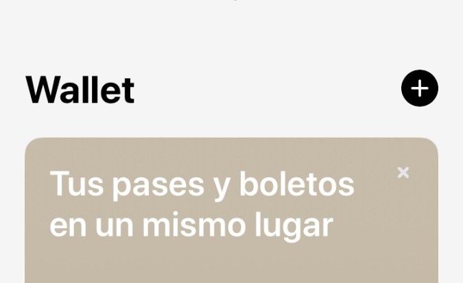 Captura de pantalla de la app Wallet en un iPhone.