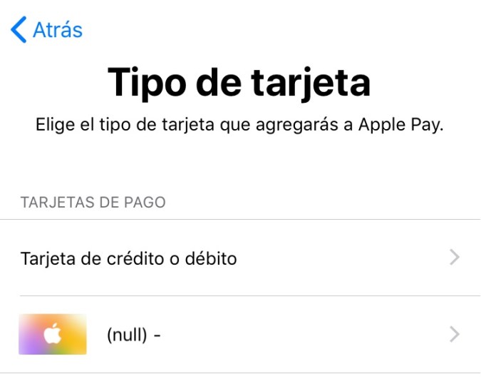 Captura de pantalla de la app Wallet en un iPhone.