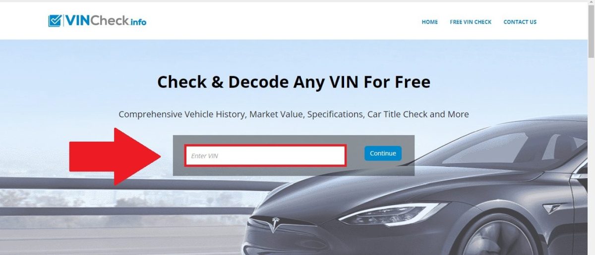 página principal de VINCheck para consultar placas de vehículos.