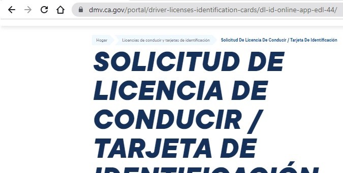 solicitar en línea una licencia de conducir en California
