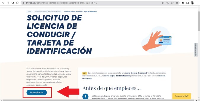 solicitar en línea una licencia de conducir en California