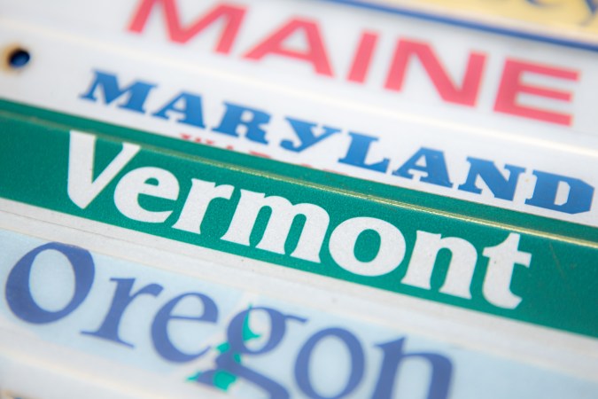 Foto de una placa de matrícula de Vermont