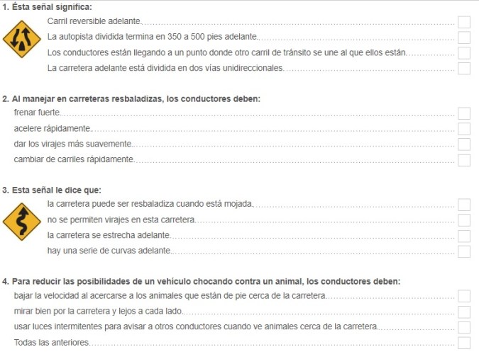 Foto de un modelo de prueba de DMV Permit Test.