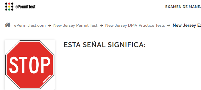 El examen de manejo de NJ está compuesto por preguntas basadas en el manual del conductor.