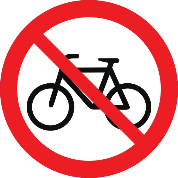 Señal de prohíbido usar bicicleta