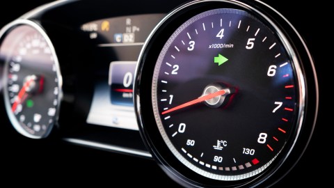 Close,Up,Shot,Of,A,Tachometer,In,A,Car.,Car