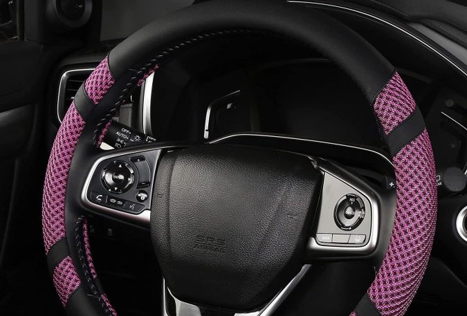 Funda para volante de viscosa y cuero de microfibra Bokin.