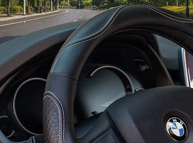 Funda para volante de cuero de 15 pulgadas de Valleycomfy