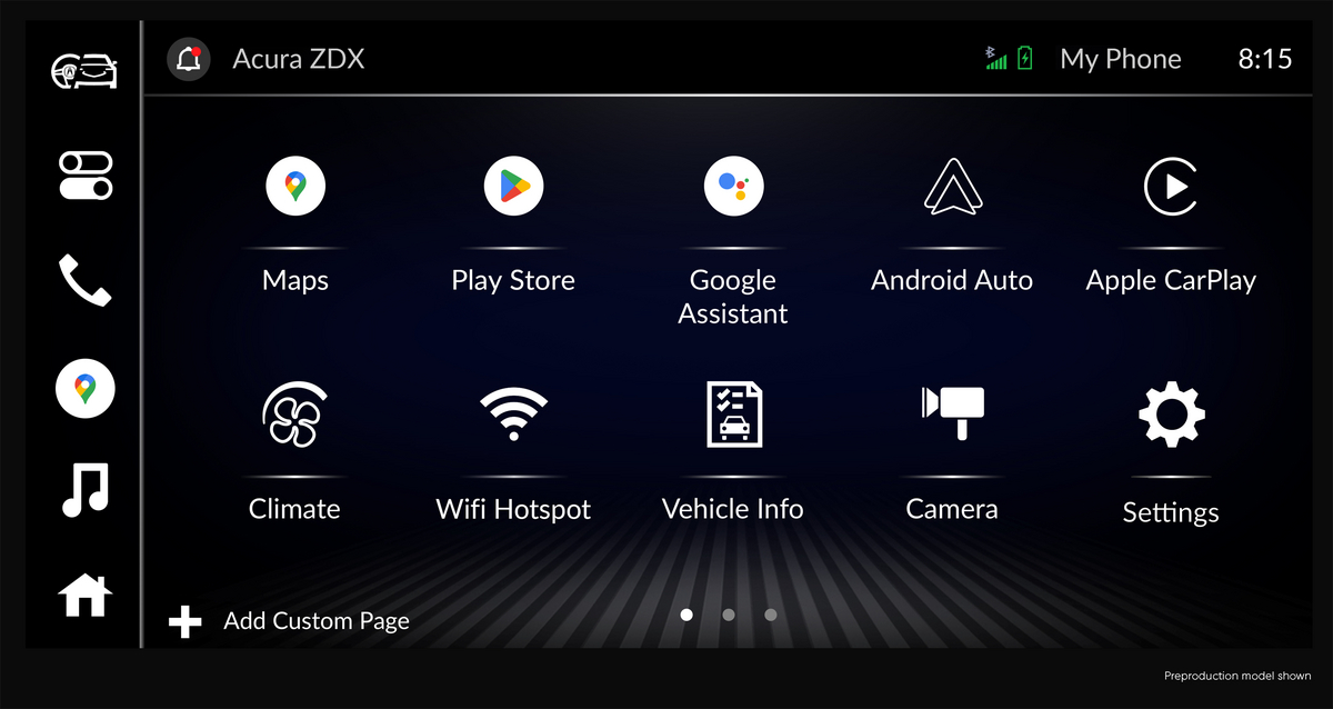 Sistema de infotenimiento del Acura ZDX.