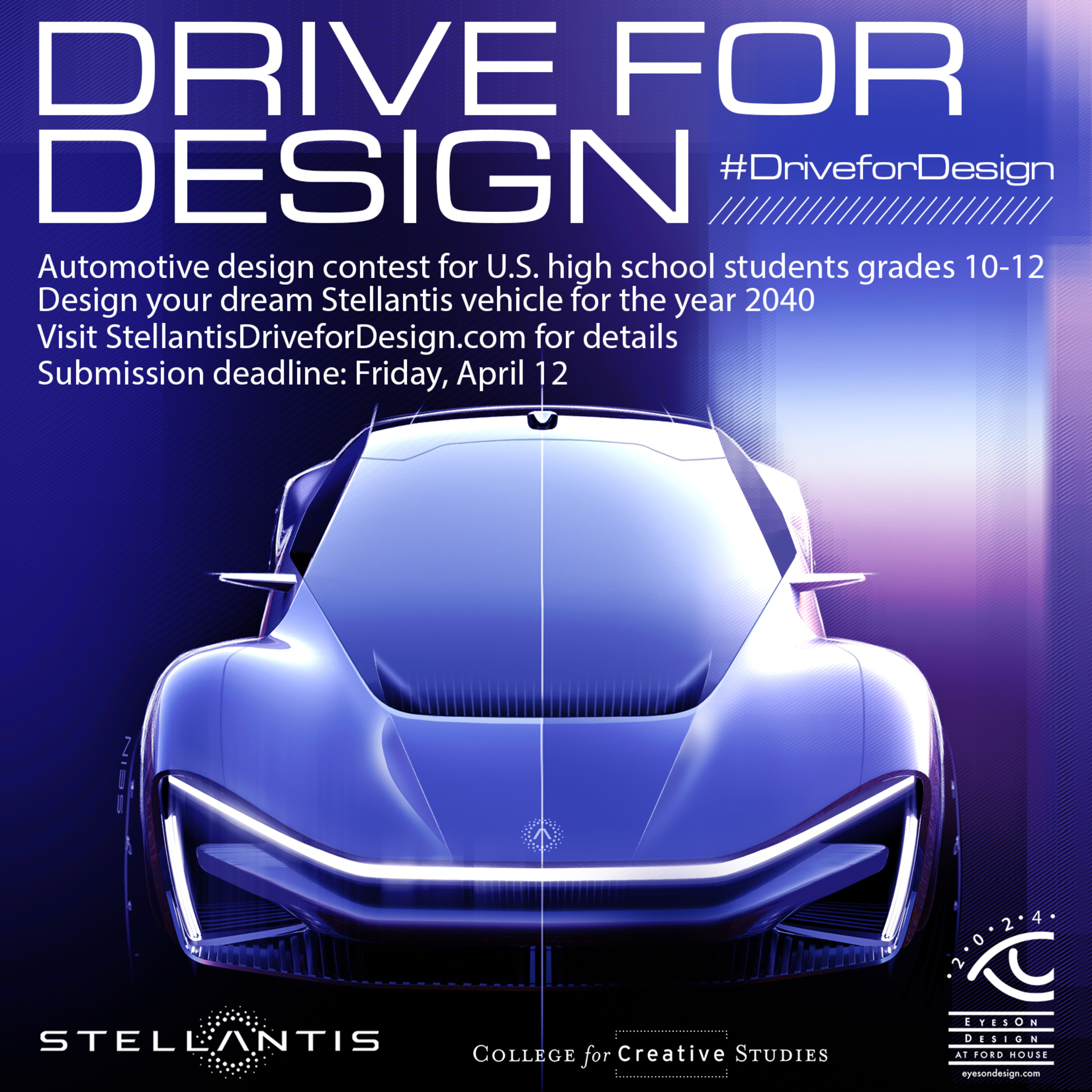 The 12th annual Drive for Design contest kicks off today and the Stellantis North America design team is asking high school students to create their dream vehicle for the year 2040 using inspiration from the company’s North American or global brands. This year’s top prize is an exclusive opportunity to intern this summer in the Ram Truck design studio.