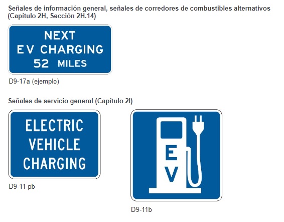 señales de tráfico para autos eléctricos