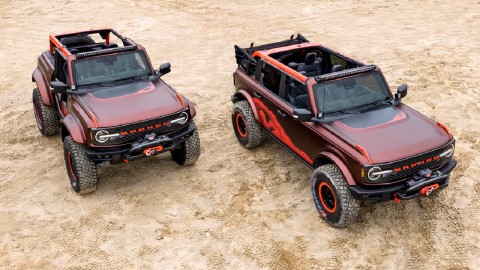 Prototipos Ford Bronco Off-Roadeo diseñados para una aventura en el desierto de Moab.
