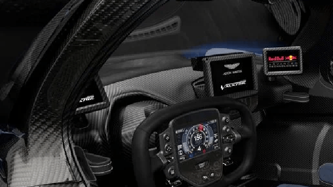 El interior del Aston Martin Valkyrie domina la fibra de carbono.