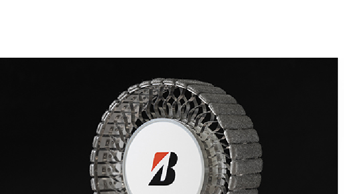 La banda de rodamiento de las llantas conceptuales de Bridgestone son de acero.