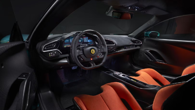 Ferrari 296 Speciale tiene un interior elegante más pensado en carreras.