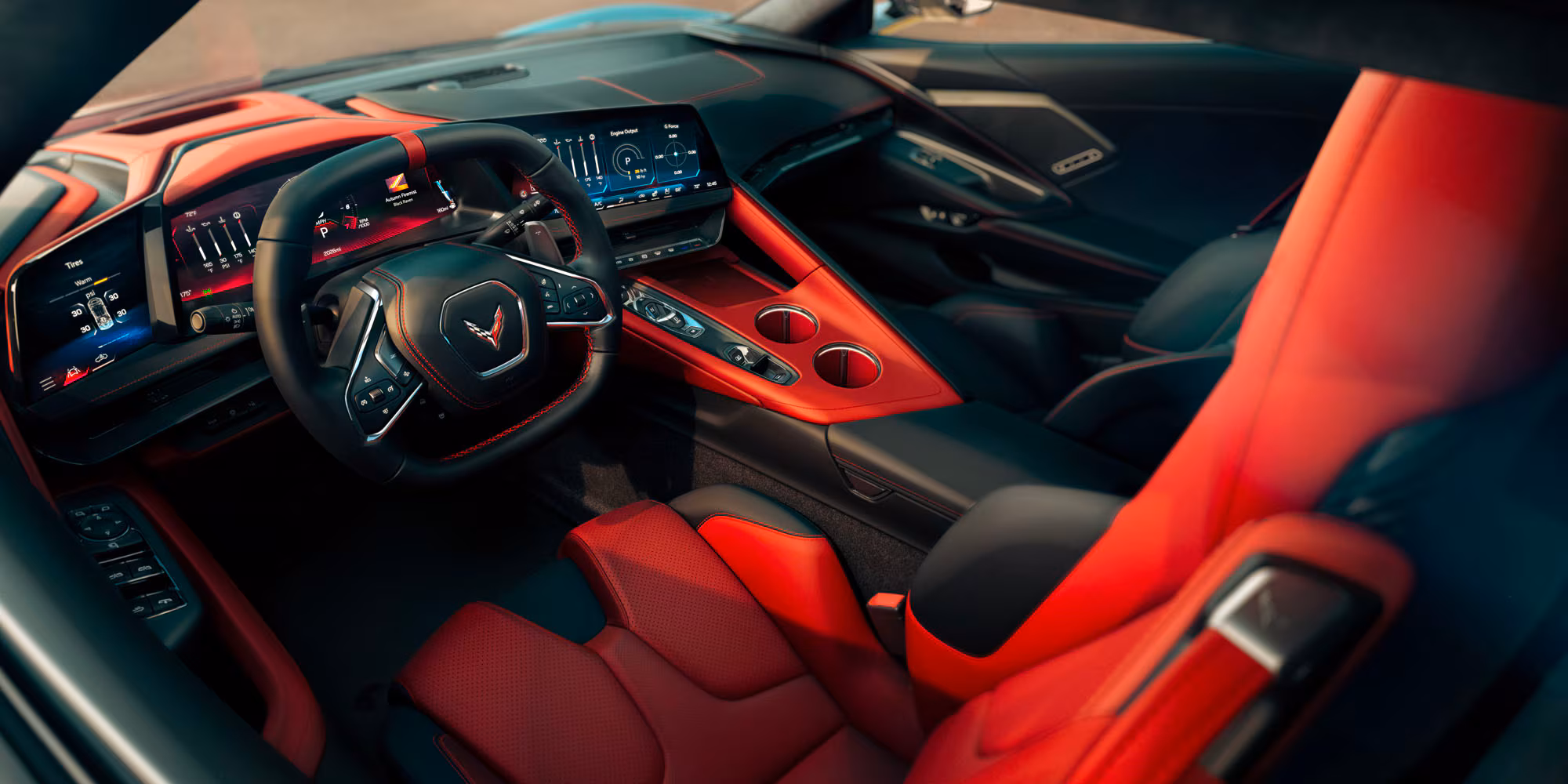 Vista del diseño interior del Corvette Stingray 2026