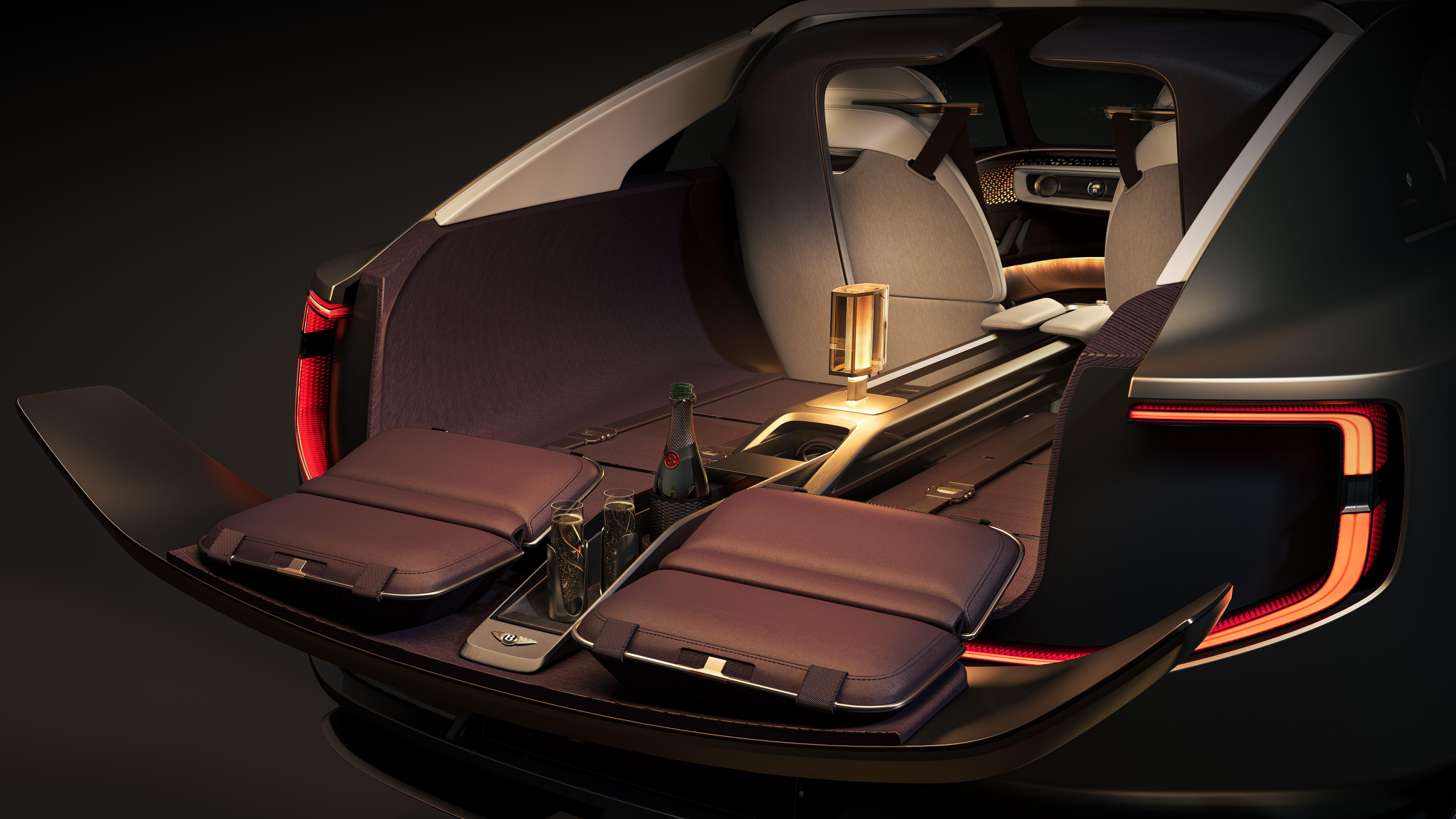 Bentley EXP 15 concept tiene un espacio para sentarse al aire libre.