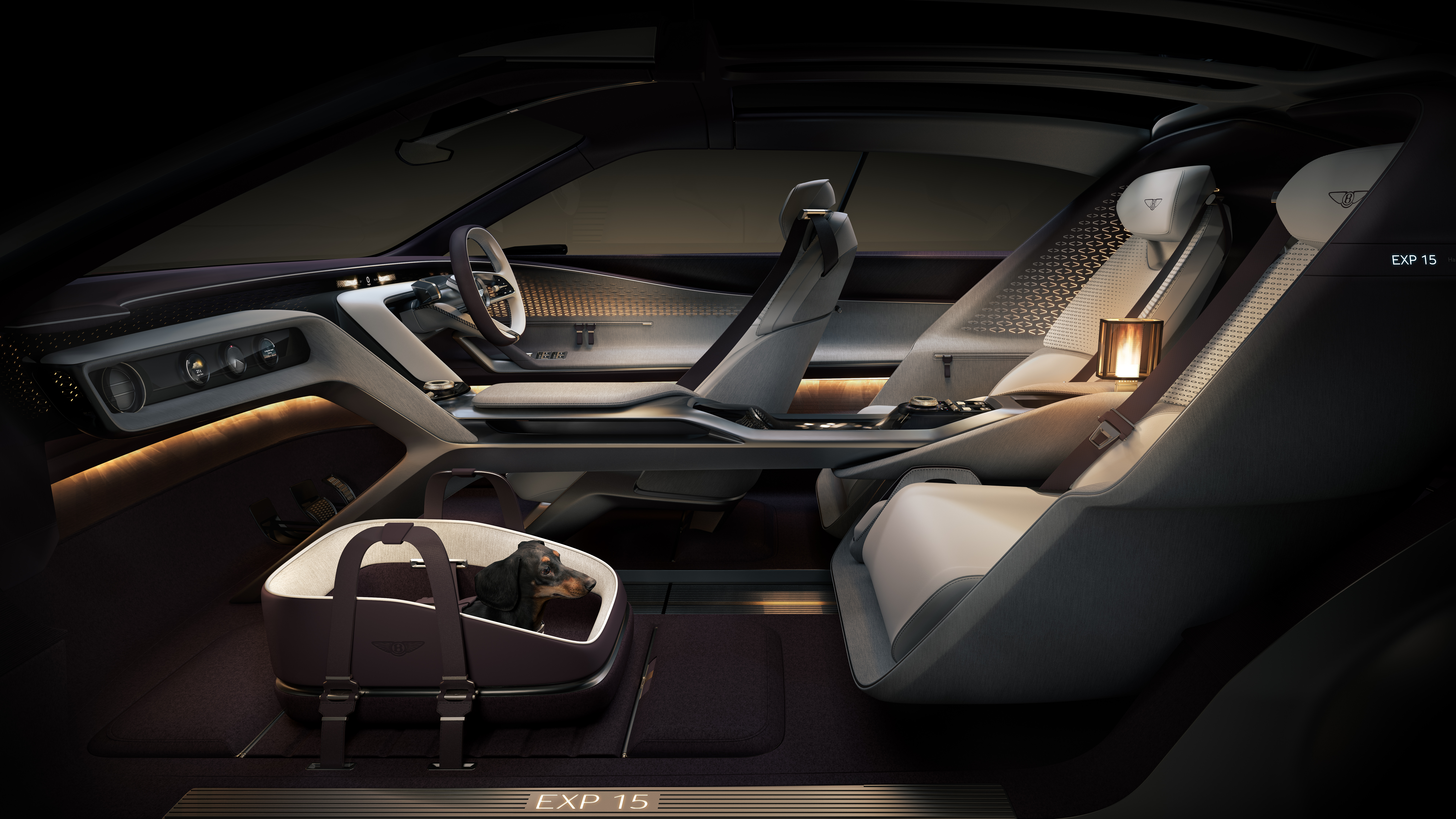 Bentley EXP 15 concept tiene sus asientos delanteros giratorios.