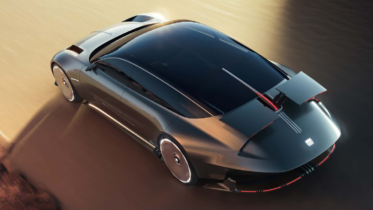 Buick Electra Orbit Concept tiene un gran alerón trasero dividido en dos.