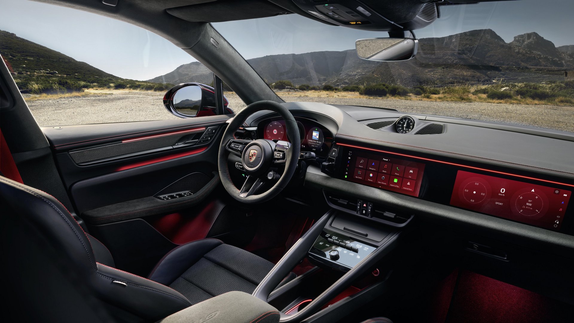 Porsche Macan GTS eléctrico 2026 tiene un interior centrado en la conducción.