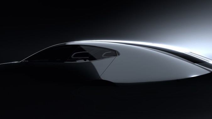Silueta oscura del Mazda Vision Model, teaser misterioso que se presentará en el Salón de Tokyo 2025.