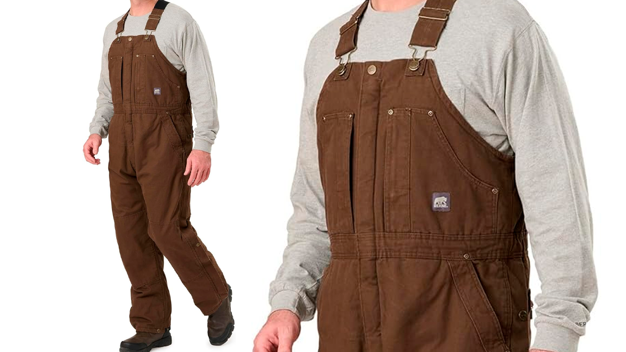 Overol o braga de trabajo Berne tiene material de lona de algodón.