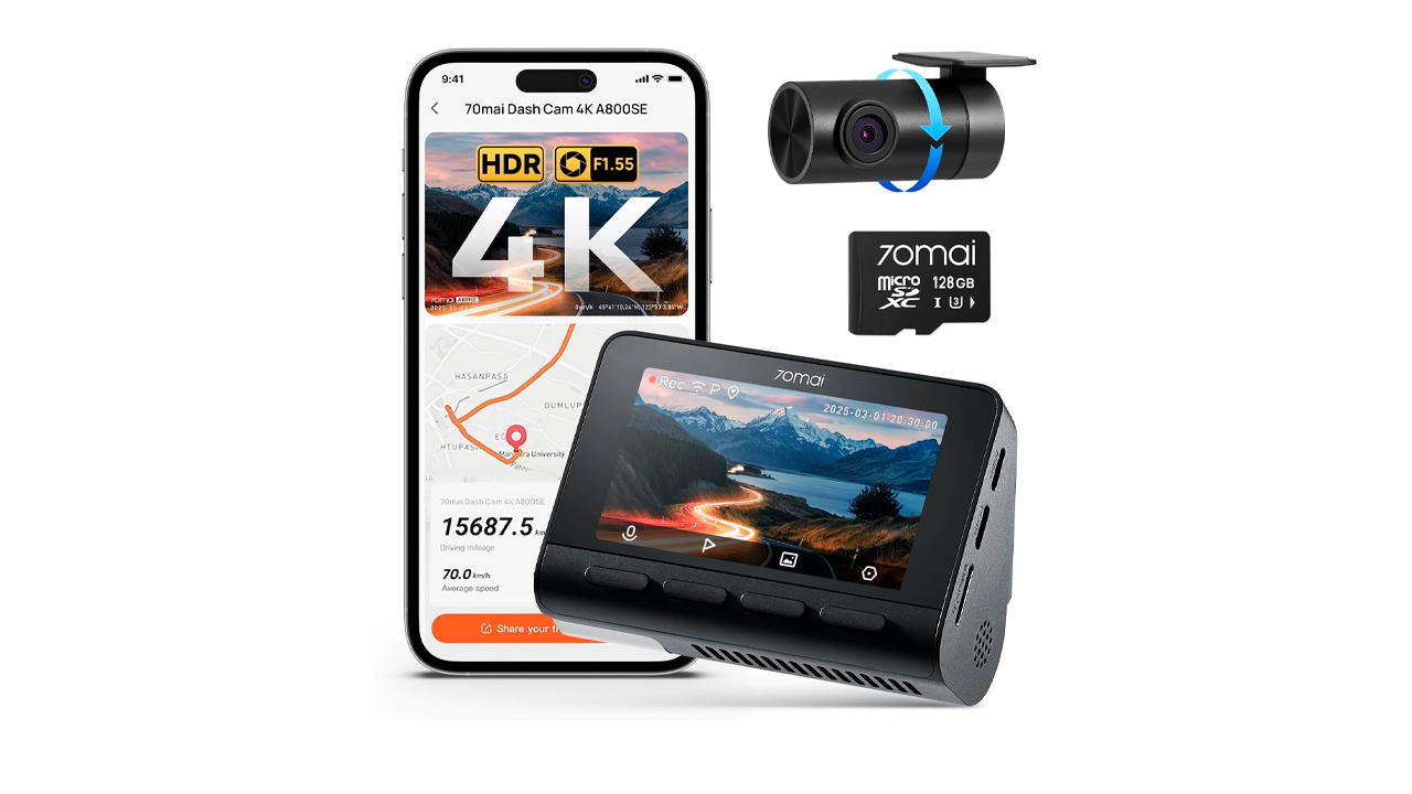 Cámara para auto 70mai 4K frontal y trasera tiene gran resolución.