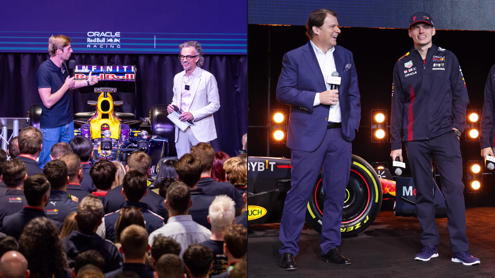 Max Verstappen con directivos de Ford y Red Bull en presentación de la F1
