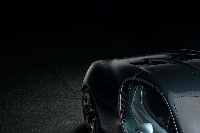 Bugatti Tourbillon color azul, foto de estudio