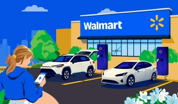 Banner de Walmart en su página web sobre la carga con autos eléctricos.