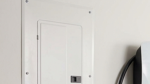 Instalación de cargador EV en interior de vivienda y hombre usandolo en su auto eléctrico