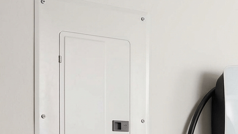 Instalación de cargador EV en interior de vivienda y hombre usandolo en su auto eléctrico