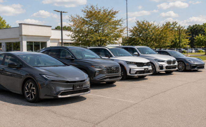 Autos híbridos y enchufables 2026 en concesionario: Toyota Prius, Hyundai, Kia, BMW X5 y Porsche Panamera listos para comprar.
