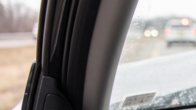 Airbags de conductor y pasajero desplegados tras accidente en interior de vehículo.
